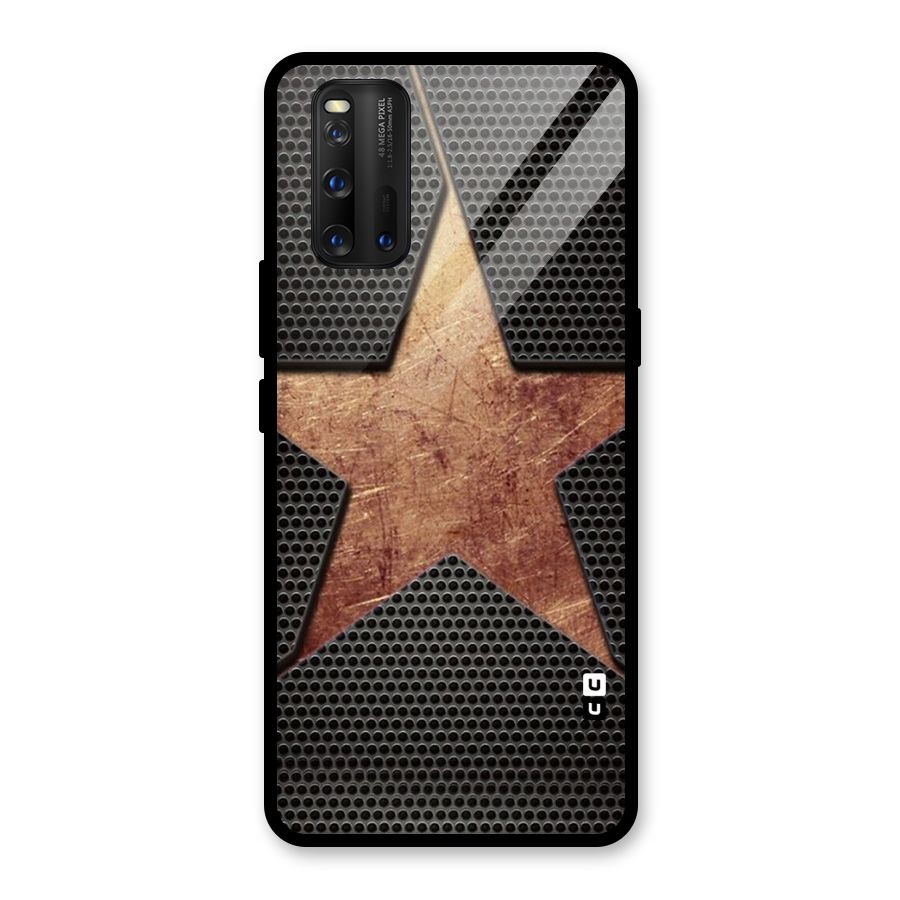 Rugged Gold Star Glass Back Case for Vivo iQOO 3