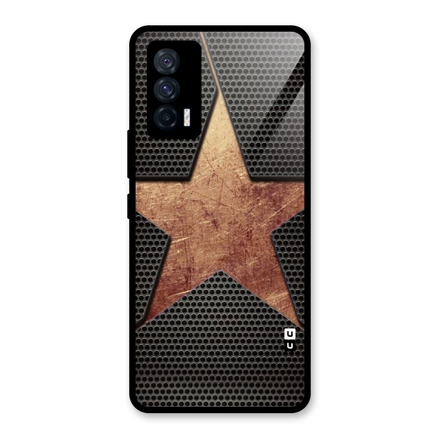 Rugged Gold Star Glass Back Case for Vivo iQOO 7 5G