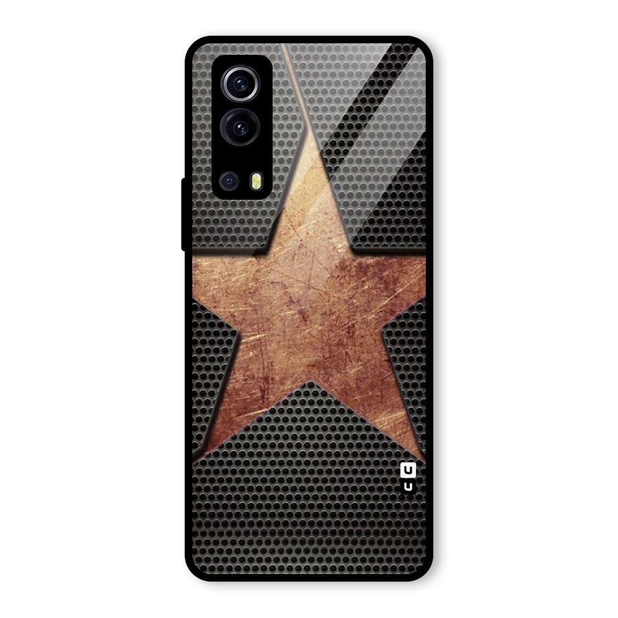 Rugged Gold Star Glass Back Case for Vivo iQOO Z3