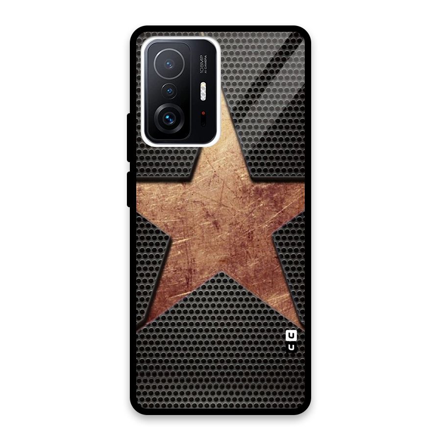 Rugged Gold Star Glass Back Case for Xiaomi 11T Pro