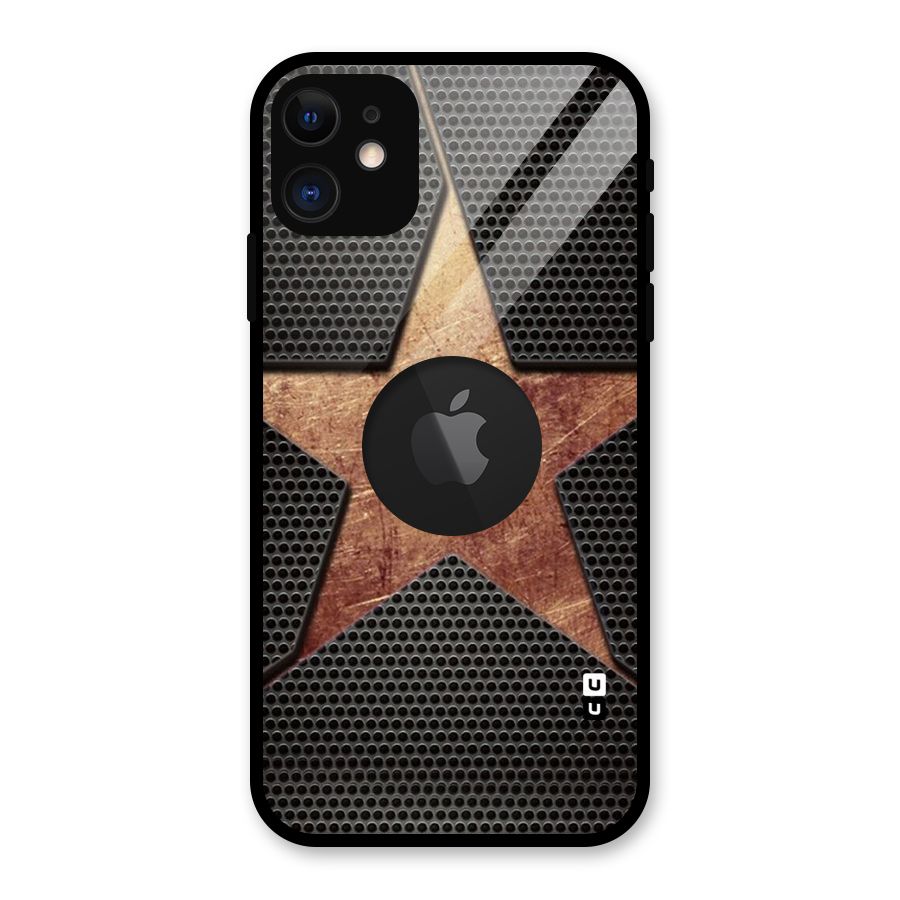 Rugged Gold Star Glass Back Case for iPhone 11 Logo Cut