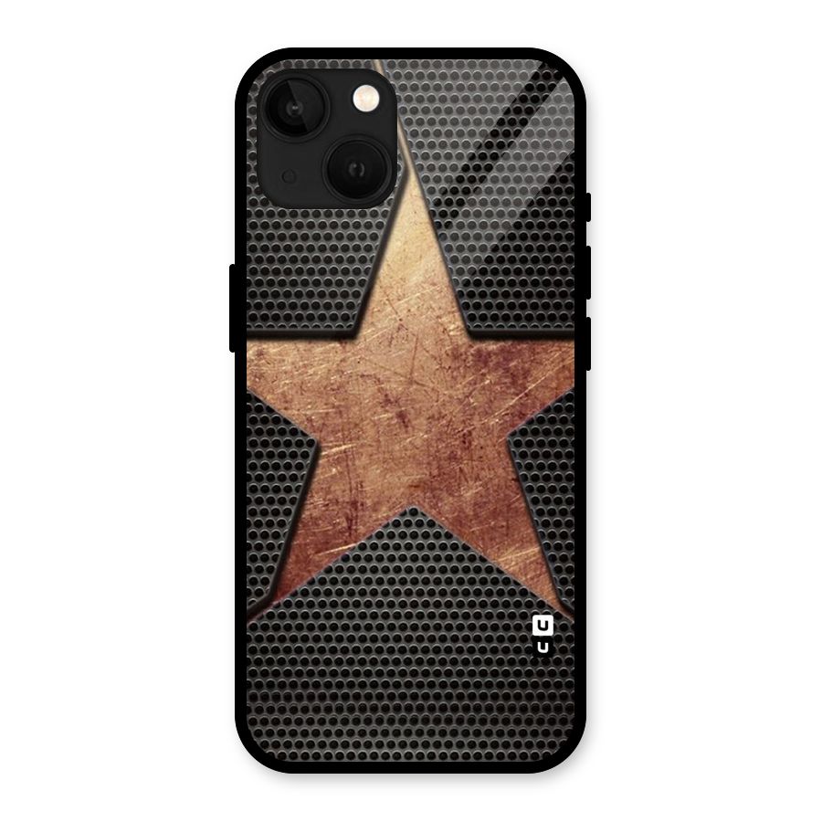 Rugged Gold Star Glass Back Case for iPhone 13