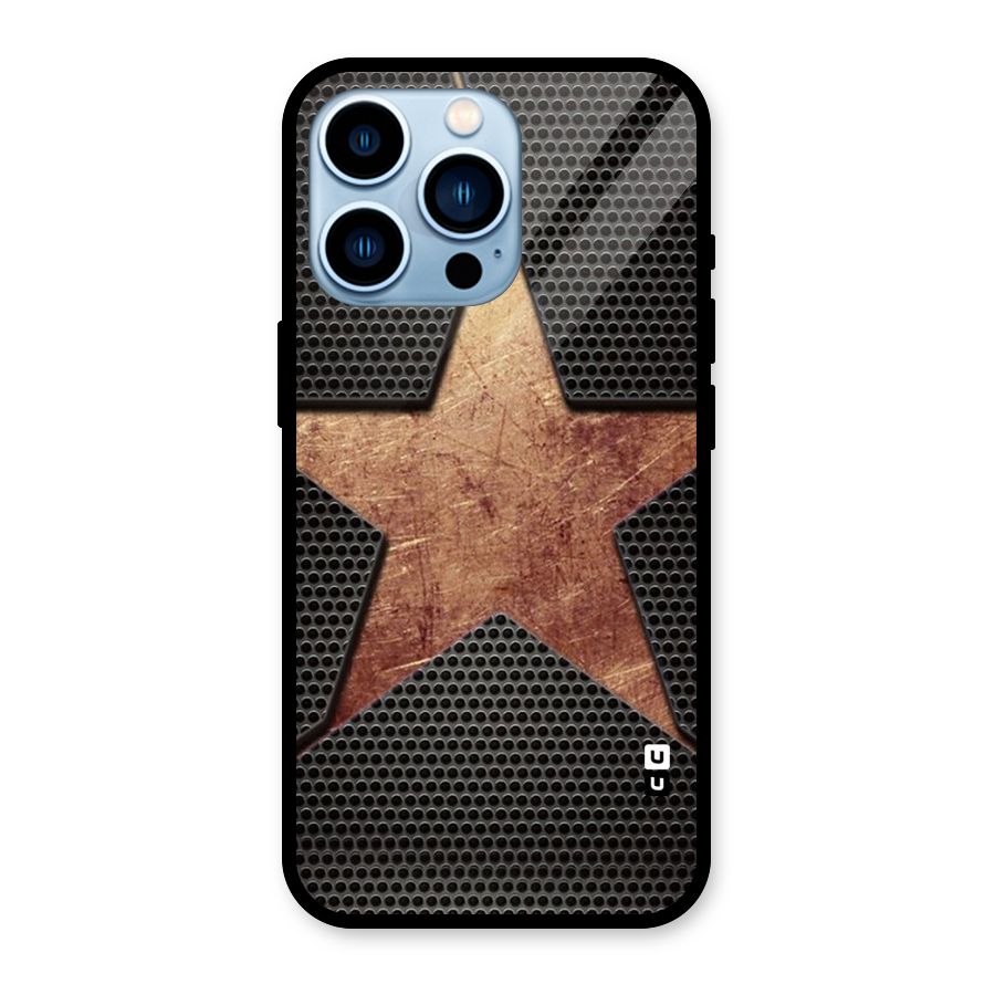Rugged Gold Star Glass Back Case for iPhone 13 Pro