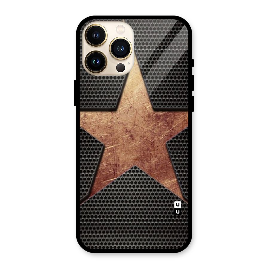 Rugged Gold Star Glass Back Case for iPhone 13 Pro Max