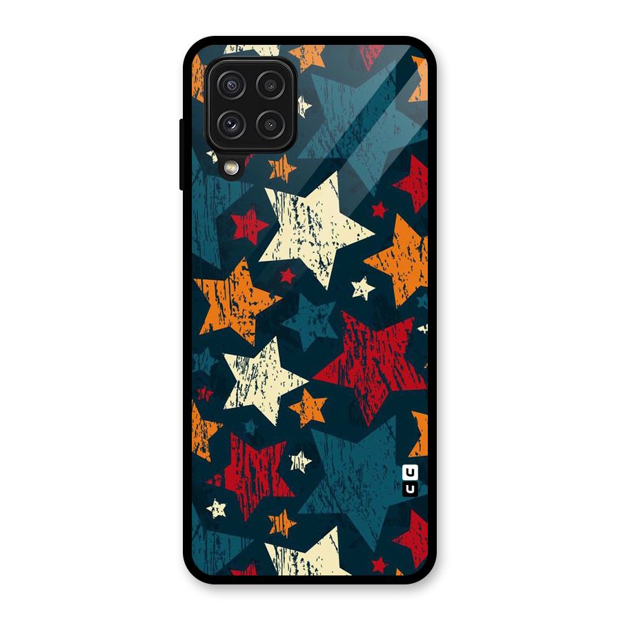 Rugged Star Design Glass Back Case for Galaxy A22 4G
