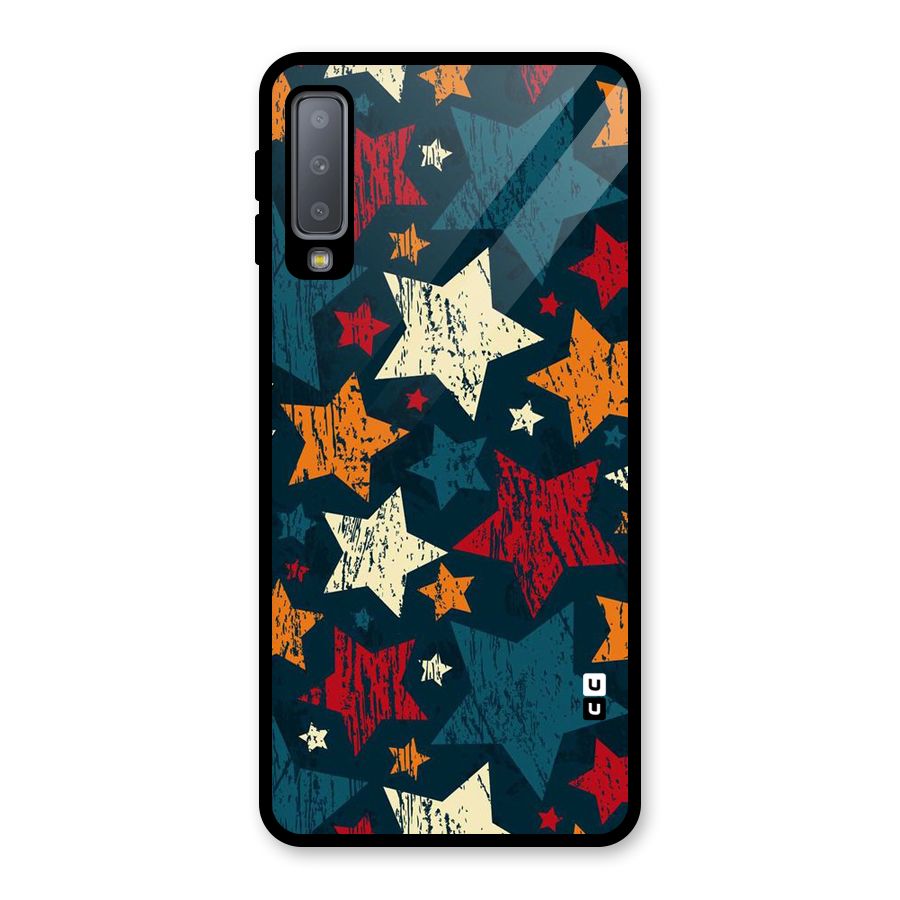 Rugged Star Design Glass Back Case for Galaxy A7 (2018)
