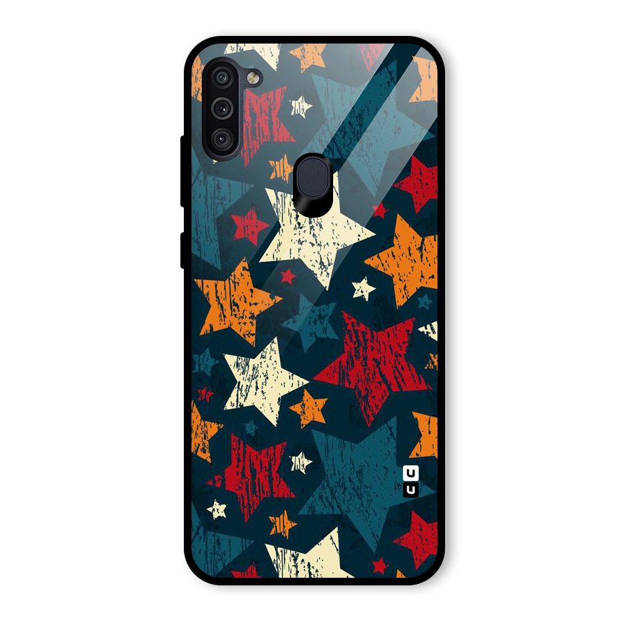 Rugged Star Design Glass Back Case for Galaxy M11