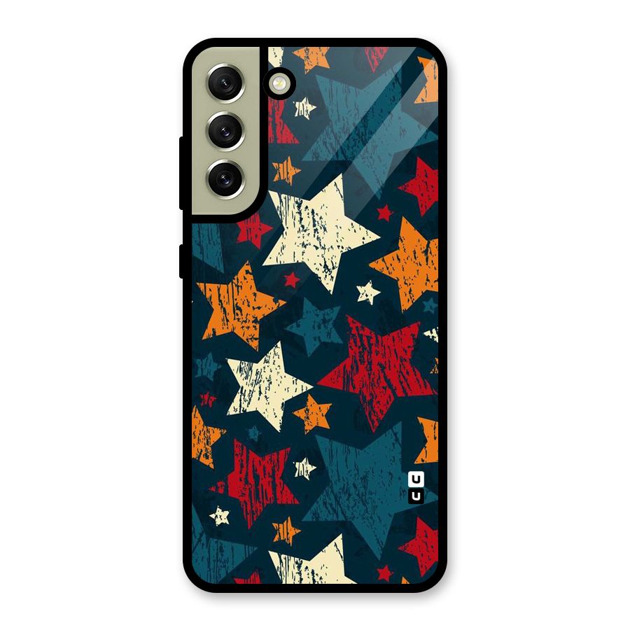 Rugged Star Design Glass Back Case for Galaxy S21 FE 5G