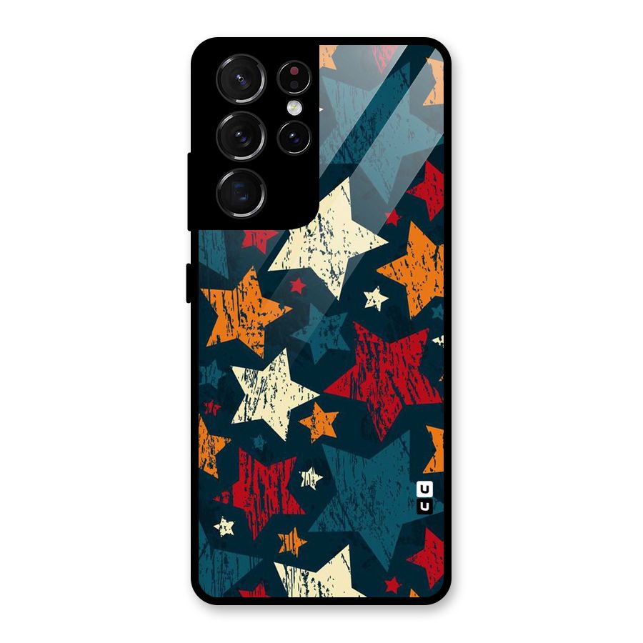 Rugged Star Design Glass Back Case for Galaxy S21 Ultra 5G