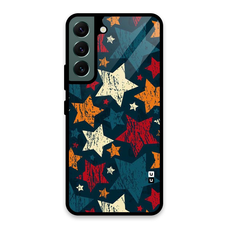 Rugged Star Design Glass Back Case for Galaxy S22 5G