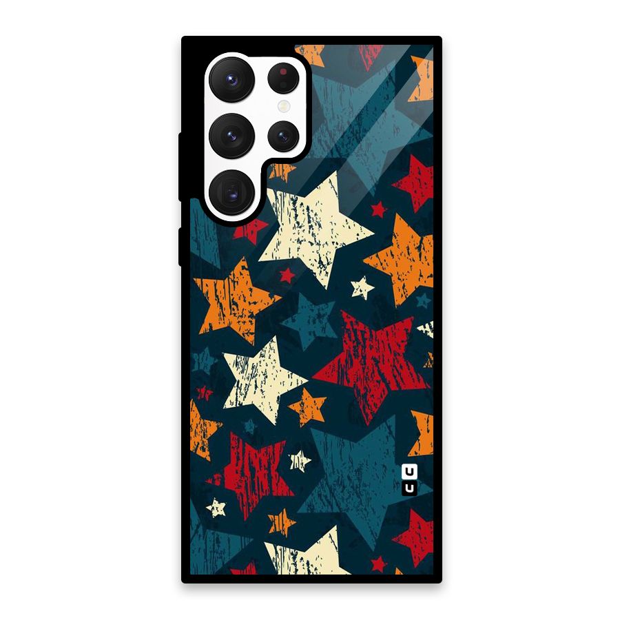 Rugged Star Design Glass Back Case for Galaxy S22 Ultra 5G
