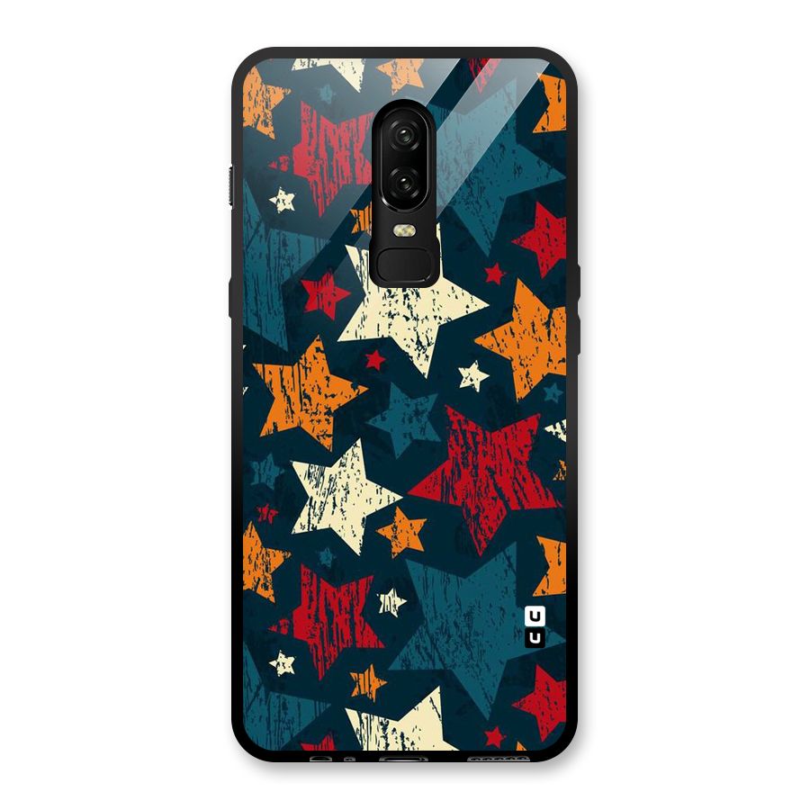 Rugged Star Design Glass Back Case for OnePlus 6