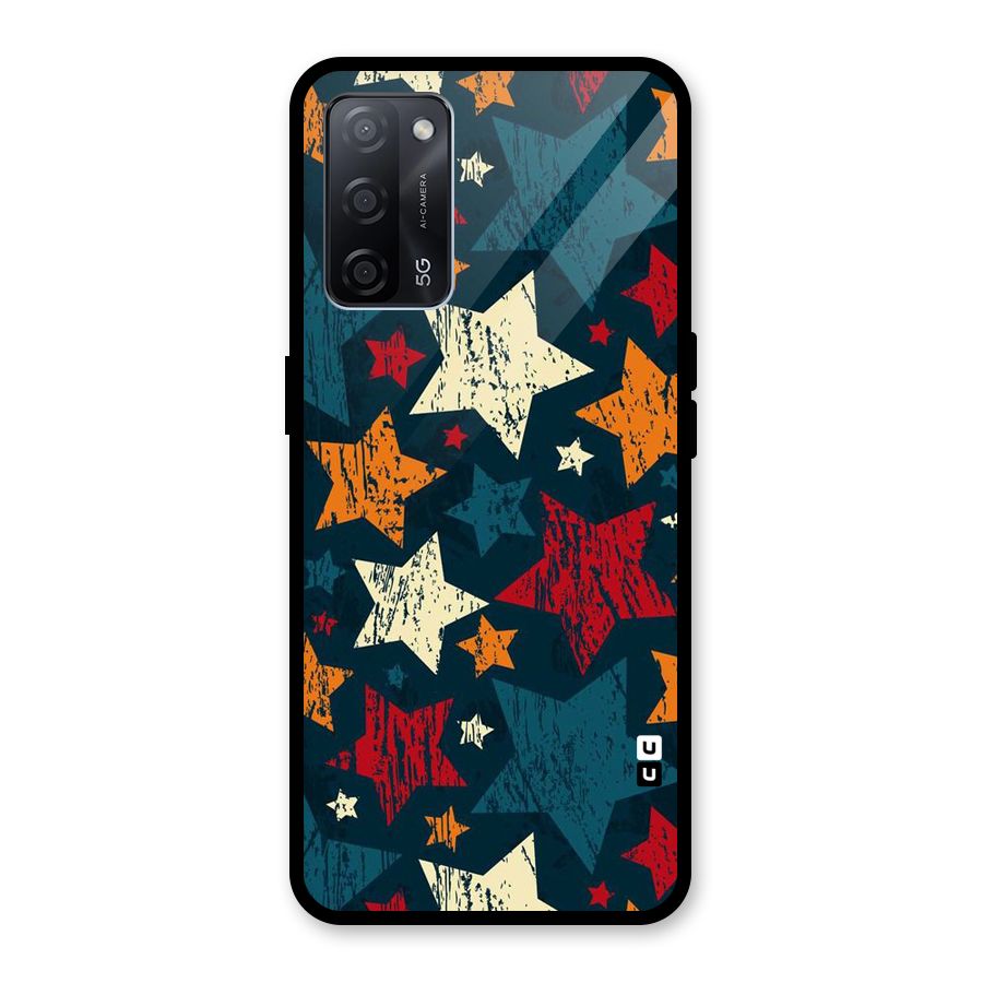 Rugged Star Design Glass Back Case for Oppo A53s 5G