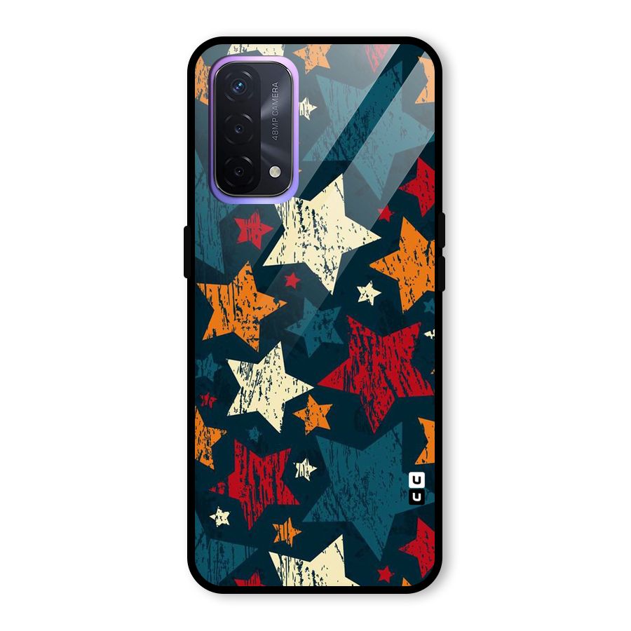 Rugged Star Design Glass Back Case for Oppo A74 5G