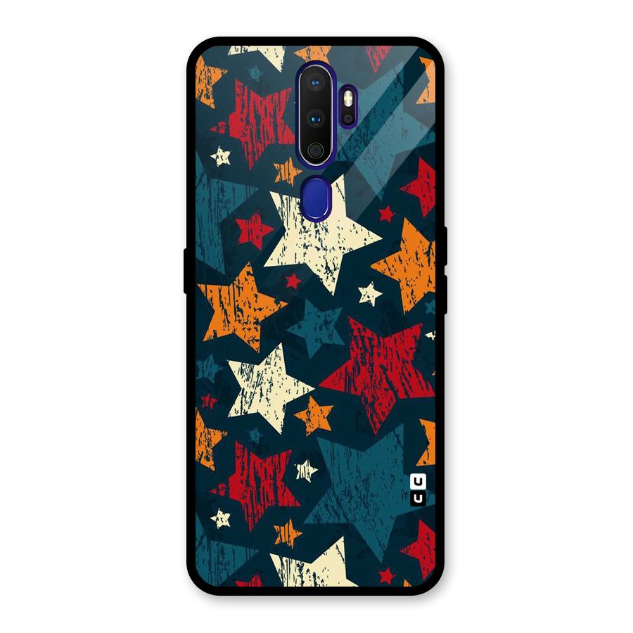 Rugged Star Design Glass Back Case for Oppo A9 (2020)