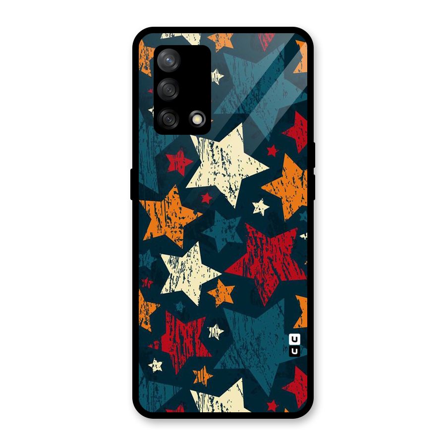 Rugged Star Design Glass Back Case for Oppo F19