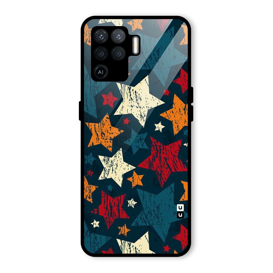 Rugged Star Design Glass Back Case for Oppo F19 Pro