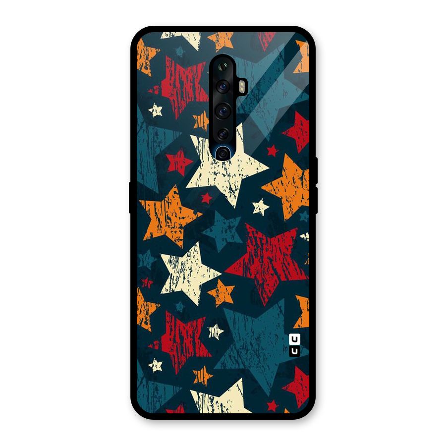 Rugged Star Design Glass Back Case for Oppo Reno2 F