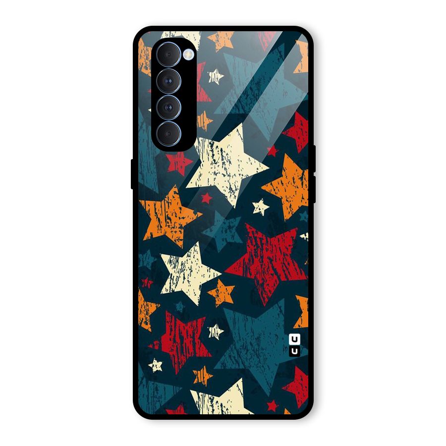 Rugged Star Design Glass Back Case for Oppo Reno4 Pro
