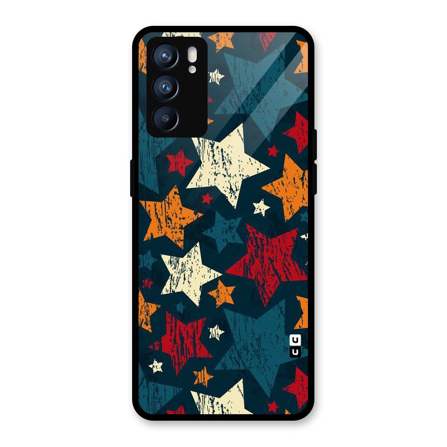 Rugged Star Design Glass Back Case for Oppo Reno6 5G
