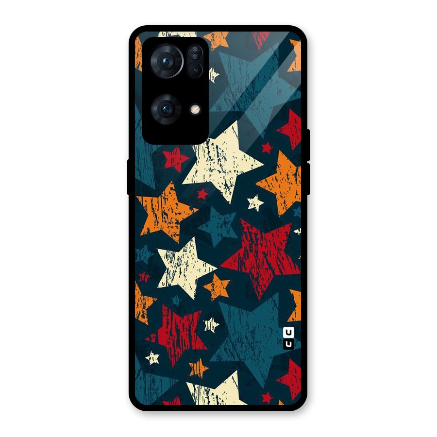 Rugged Star Design Glass Back Case for Oppo Reno7 Pro 5G
