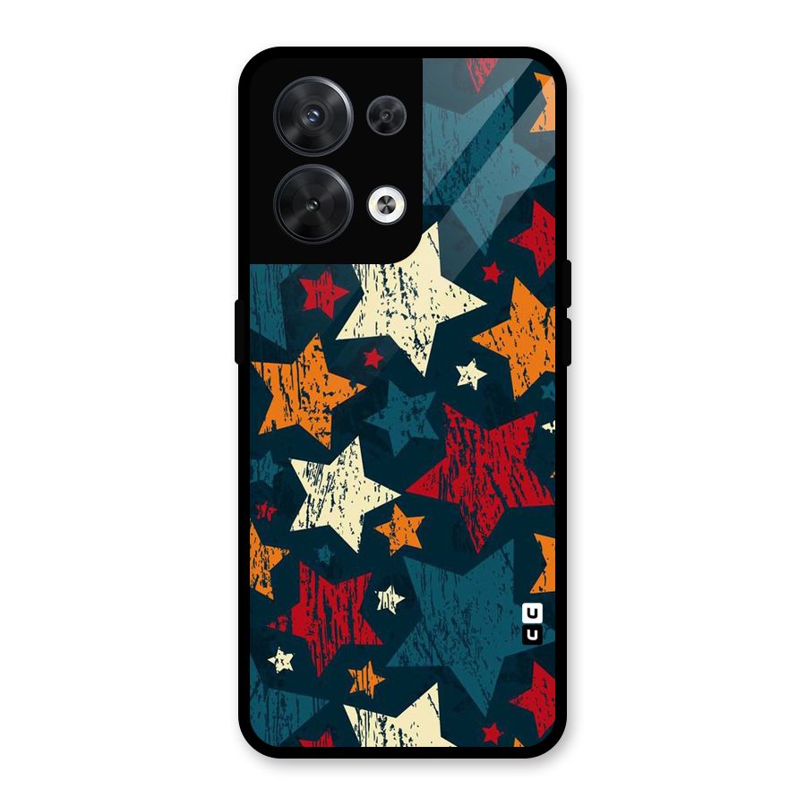 Rugged Star Design Glass Back Case for Oppo Reno8 5G