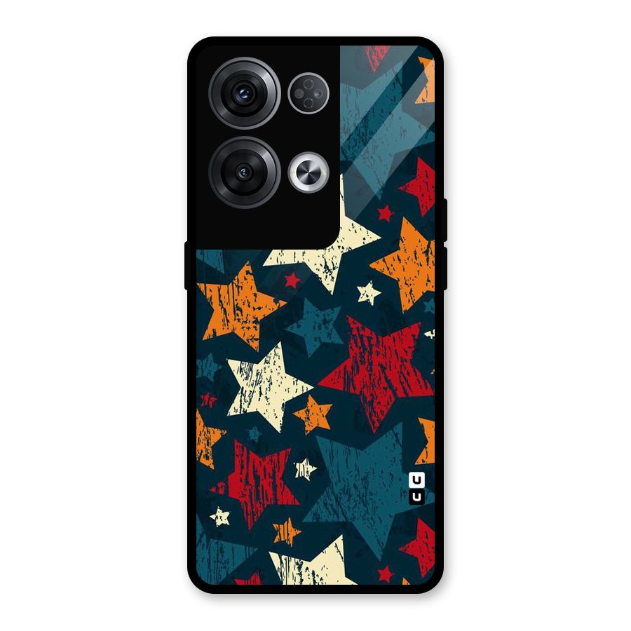 Rugged Star Design Glass Back Case for Oppo Reno8 Pro 5G