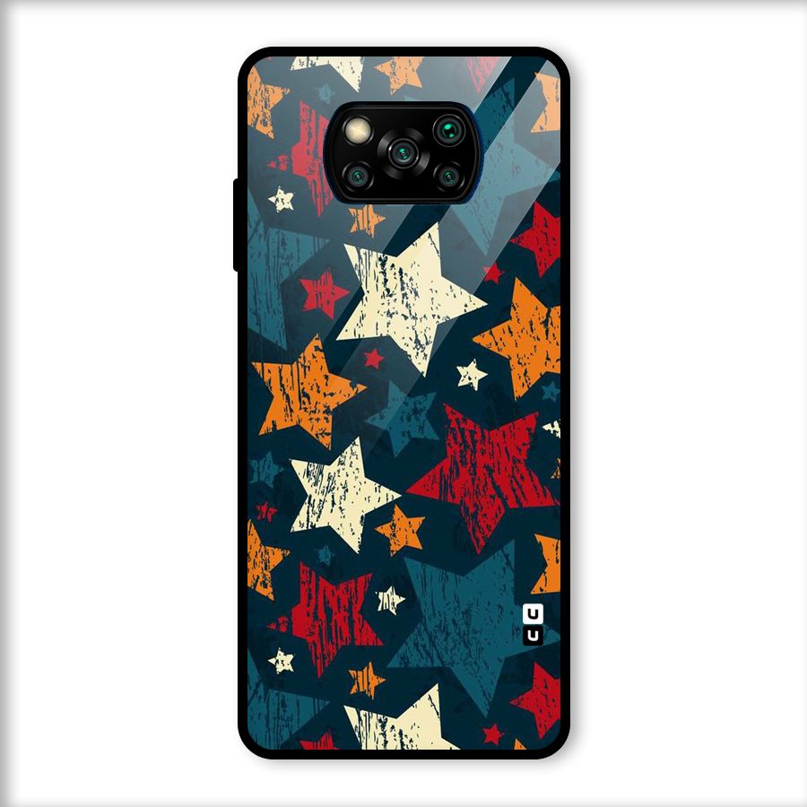 Rugged Star Design Glass Back Case for Poco X3