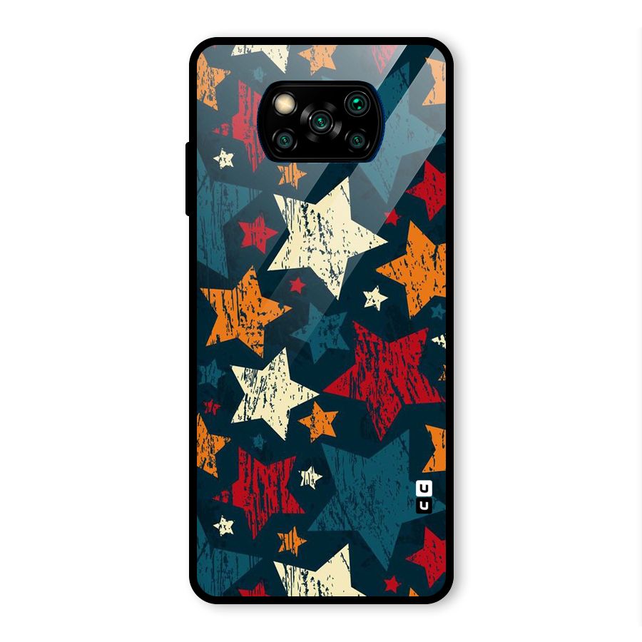 Rugged Star Design Glass Back Case for Poco X3 Pro