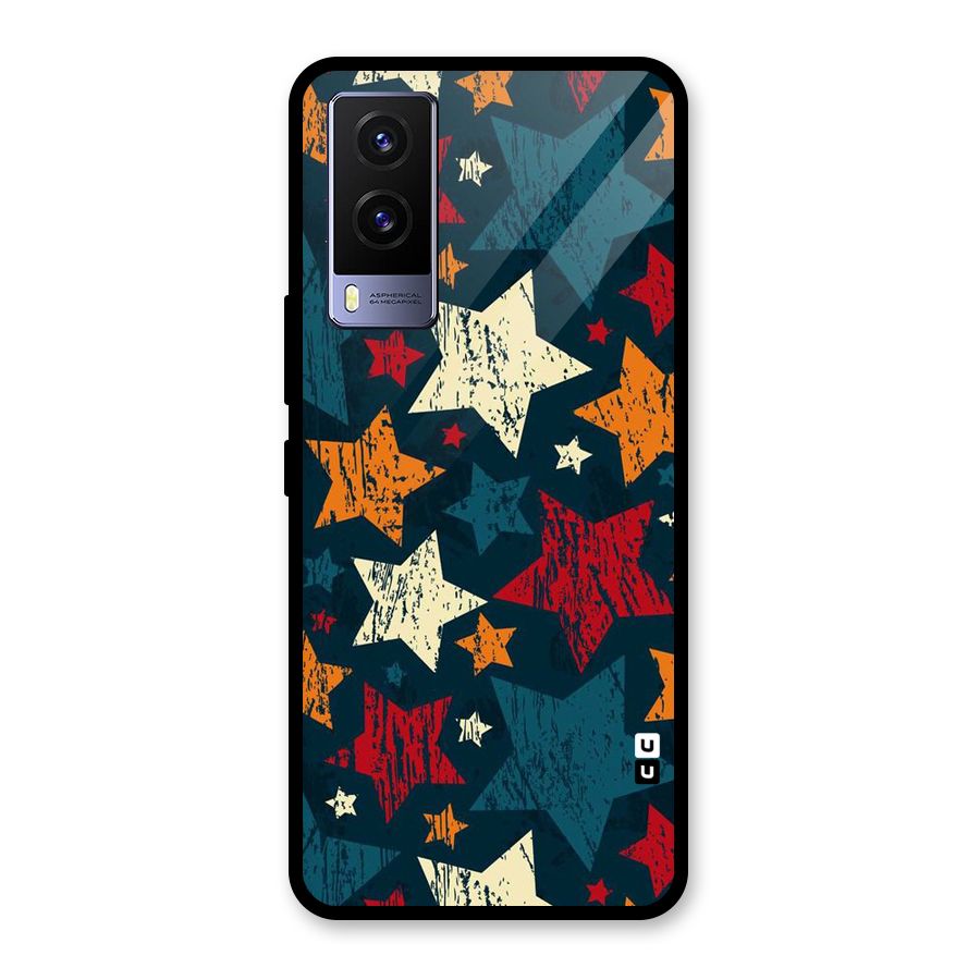 Rugged Star Design Glass Back Case for Vivo V21e 5G