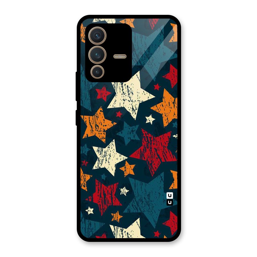 Rugged Star Design Glass Back Case for Vivo V23 5G