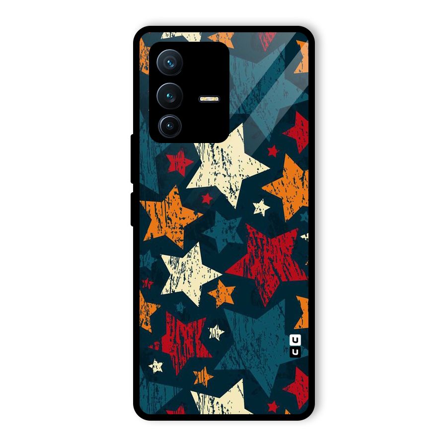 Rugged Star Design Glass Back Case for Vivo V23 Pro