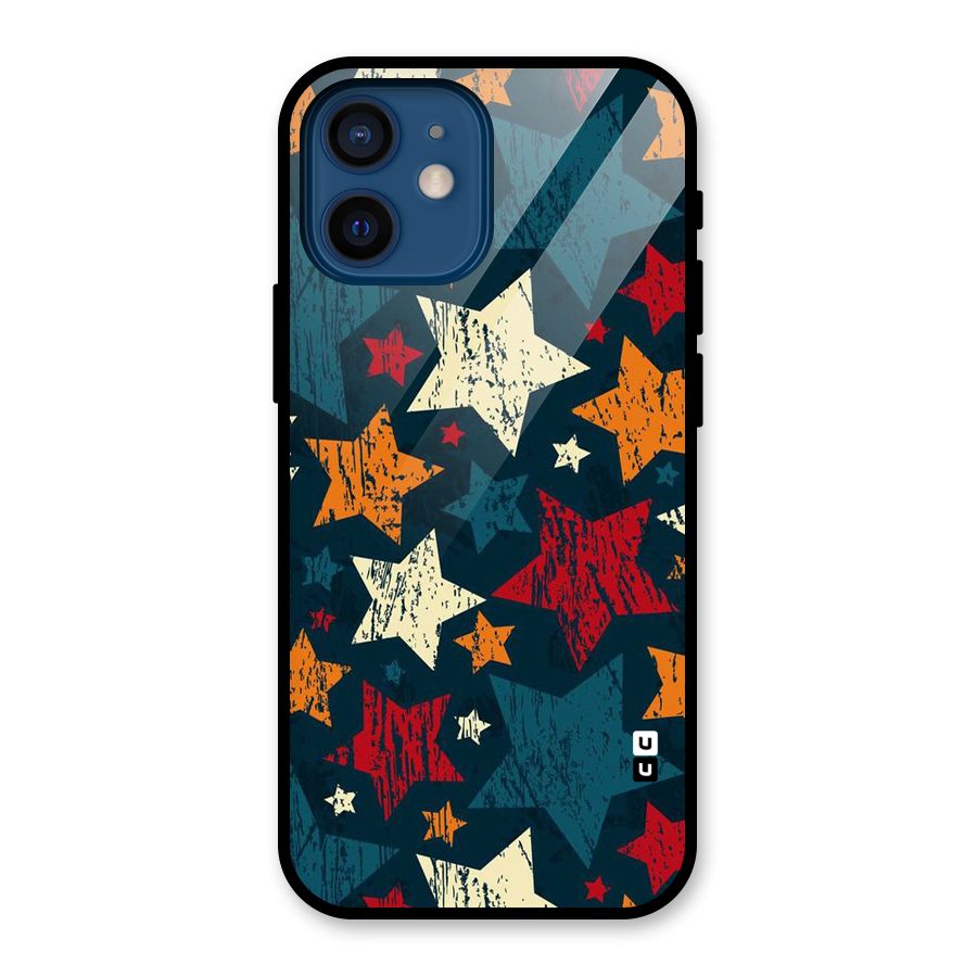 Rugged Star Design Glass Back Case for iPhone 12 Mini