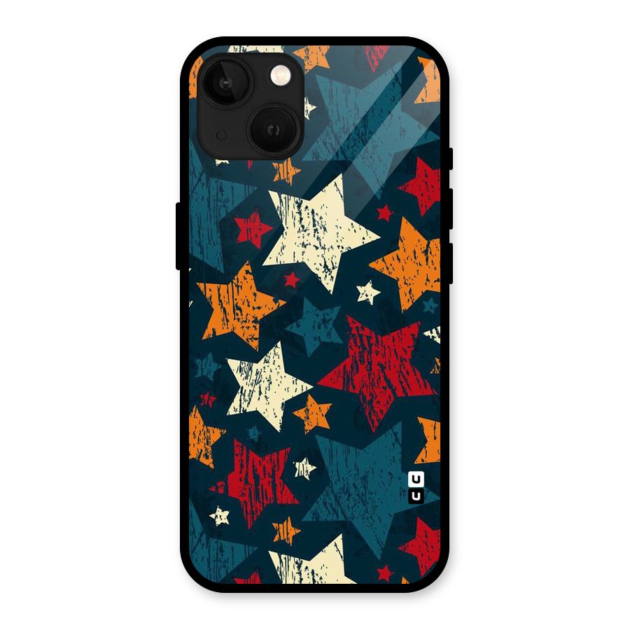 Rugged Star Design Glass Back Case for iPhone 13