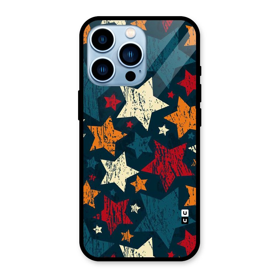Rugged Star Design Glass Back Case for iPhone 13 Pro