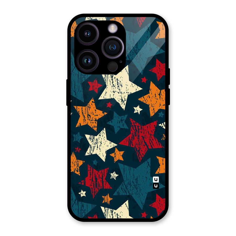 Rugged Star Design Glass Back Case for iPhone 14 Pro