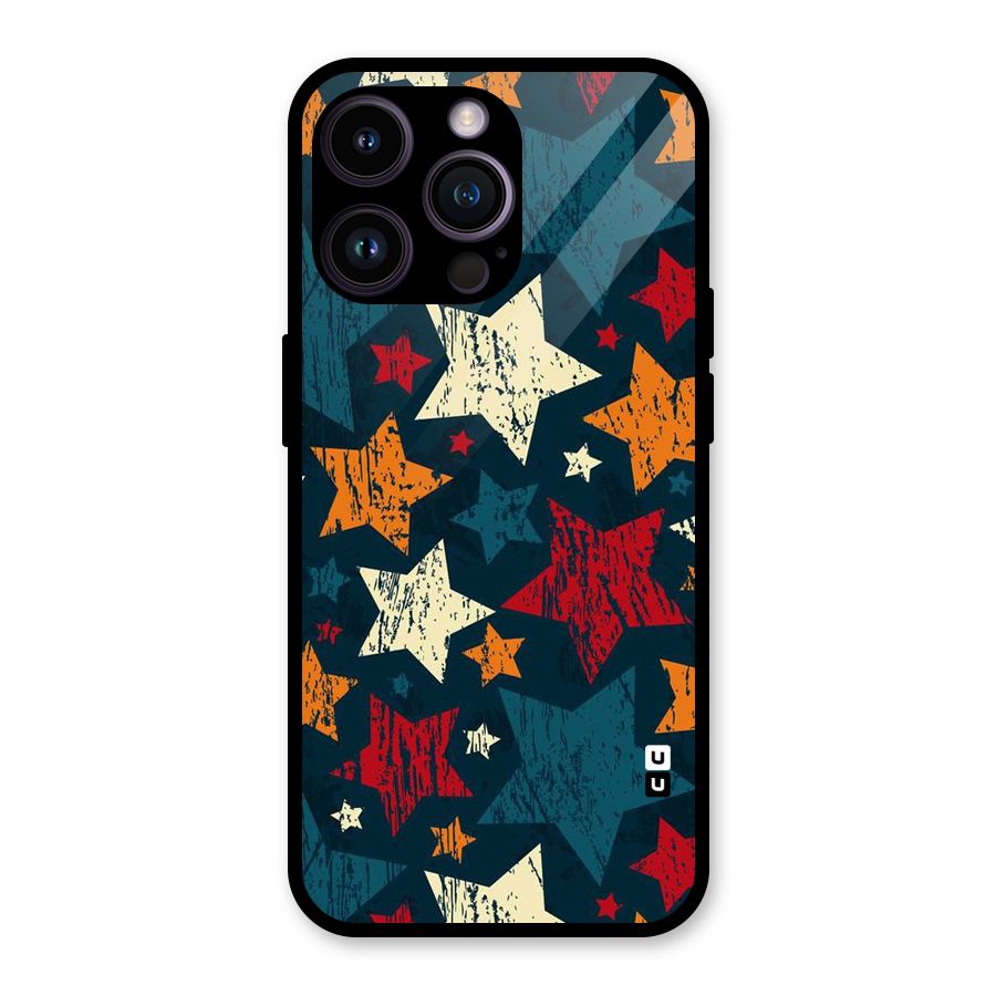 Rugged Star Design Glass Back Case for iPhone 14 Pro Max