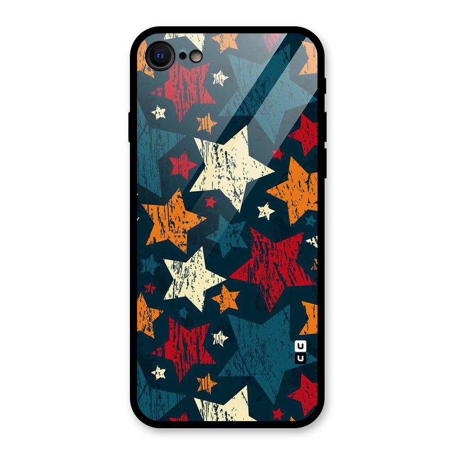 Rugged Star Design Glass Back Case for iPhone SE 2022