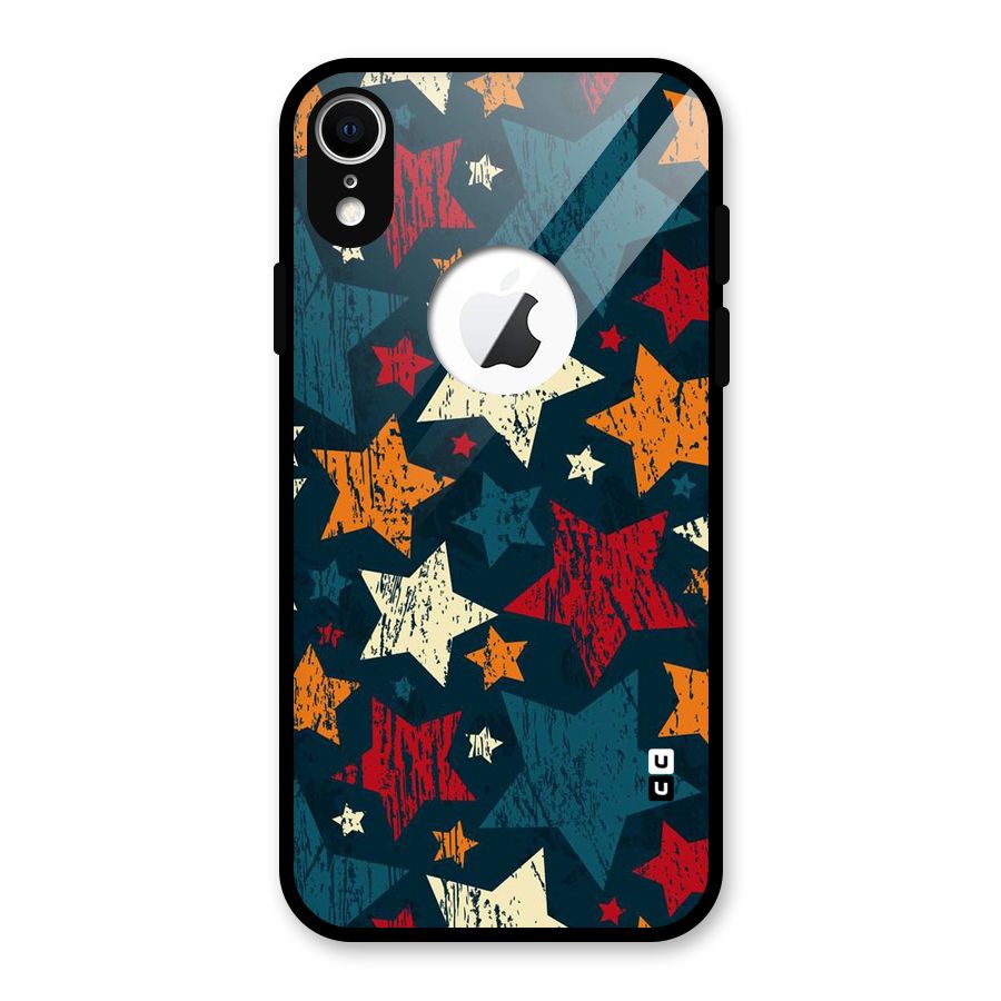 Rugged Star Design Glass Back Case for iPhone XR Logo Cut
