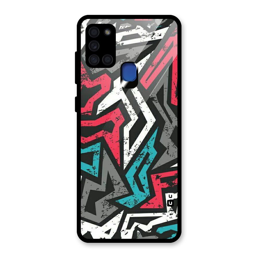 Rugged Strike Abstract Glass Back Case for Galaxy A21s