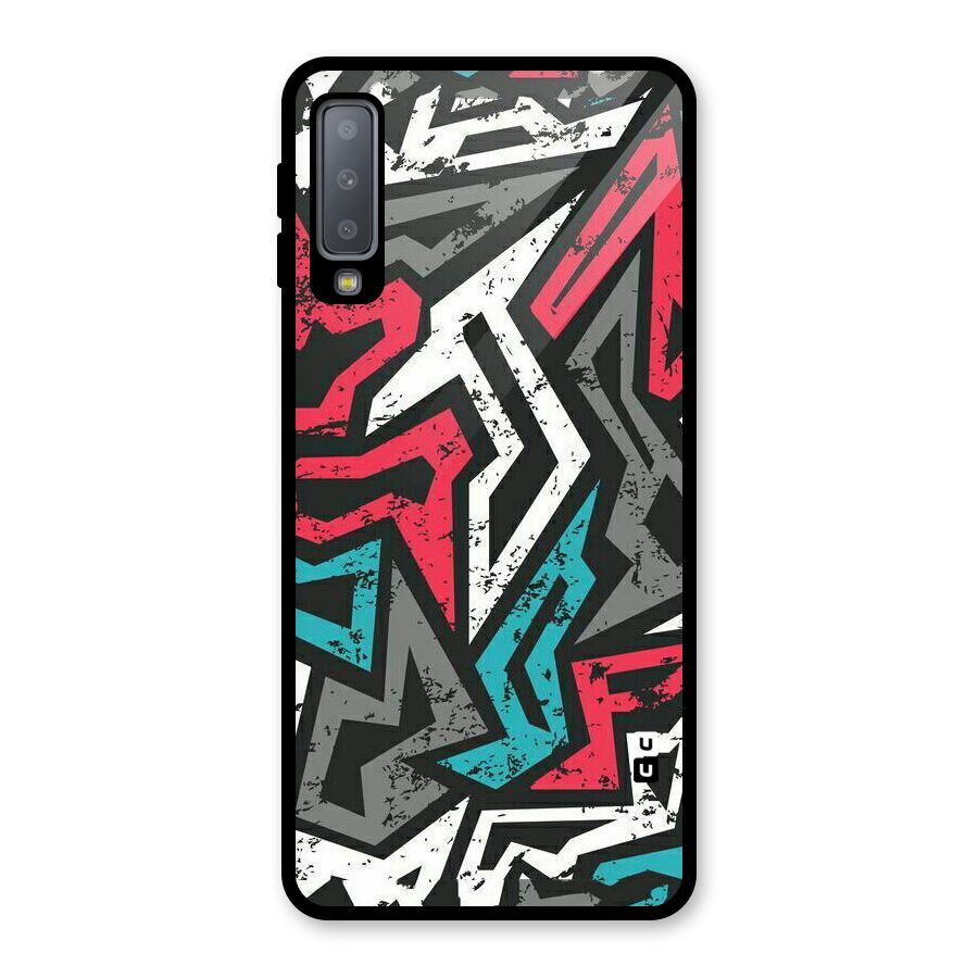 Rugged Strike Abstract Glass Back Case for Galaxy A7 (2018)