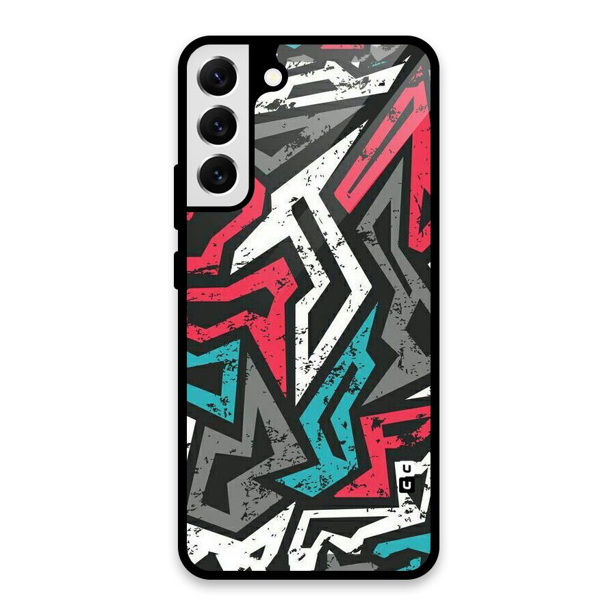 Rugged Strike Abstract Glass Back Case for Galaxy S22 Plus 5G