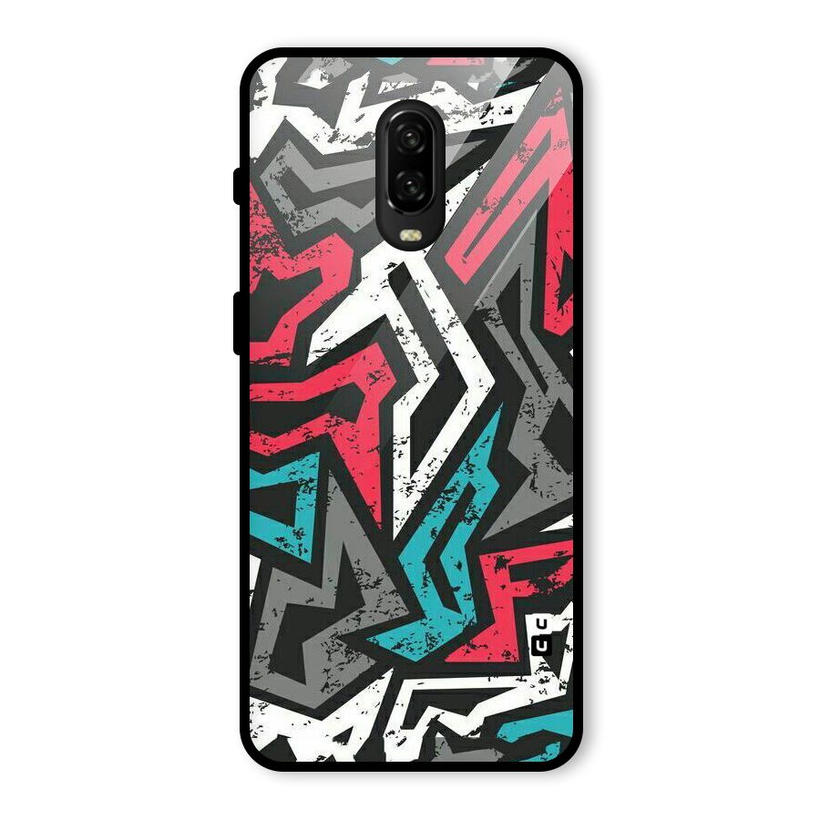 Rugged Strike Abstract Glass Back Case for OnePlus 6T