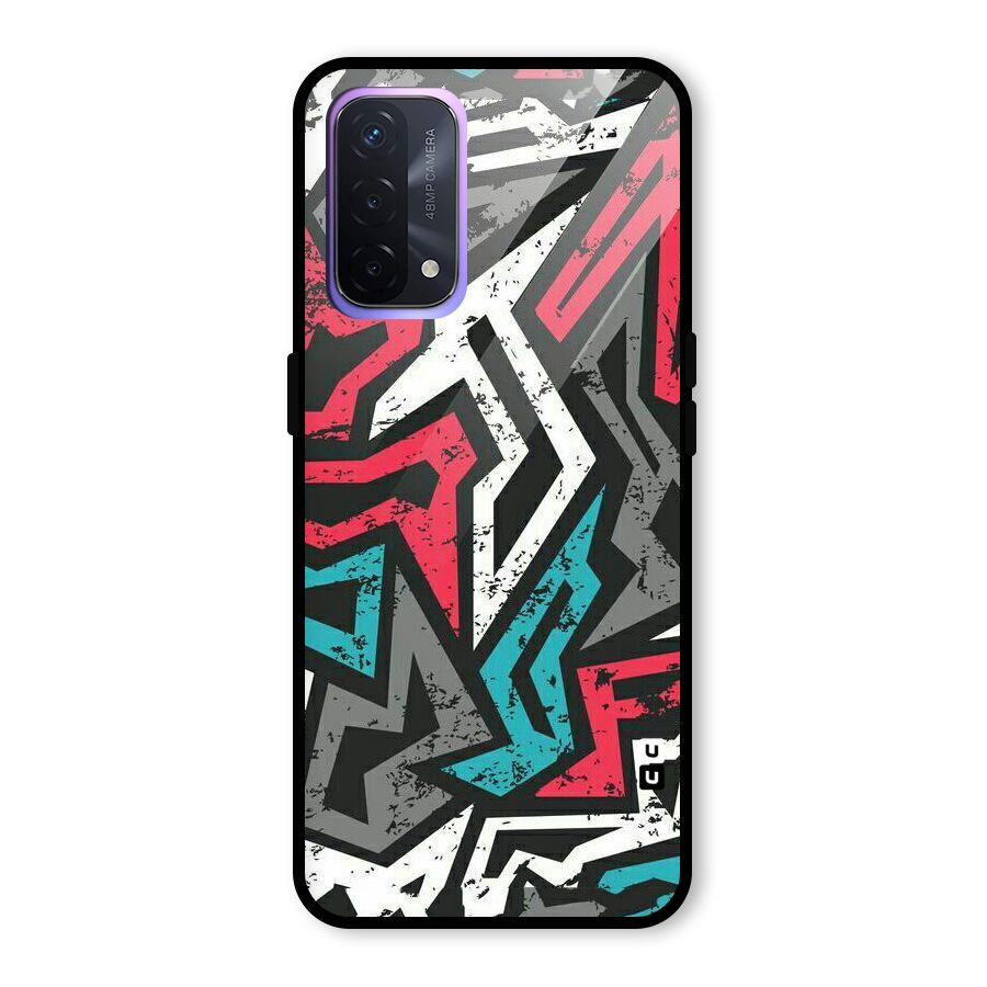 Rugged Strike Abstract Glass Back Case for Oppo A74 5G