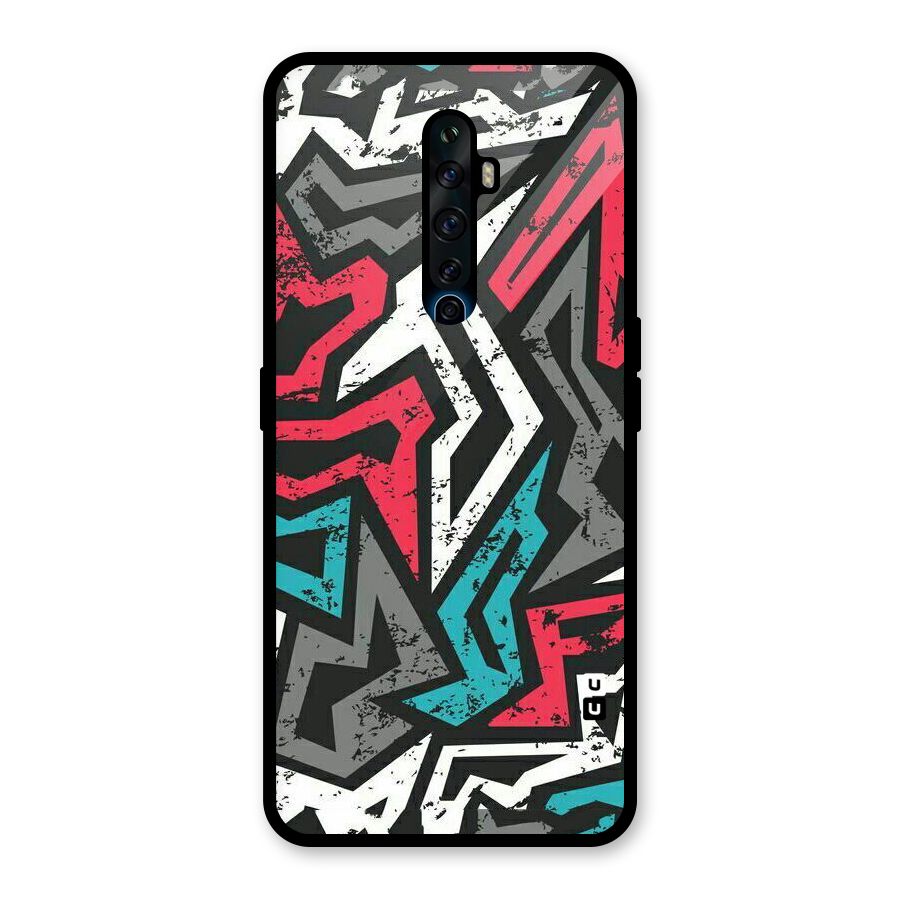 Rugged Strike Abstract Glass Back Case for Oppo Reno2 F