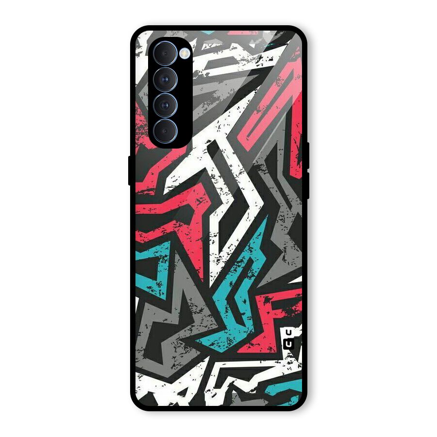 Rugged Strike Abstract Glass Back Case for Oppo Reno4 Pro