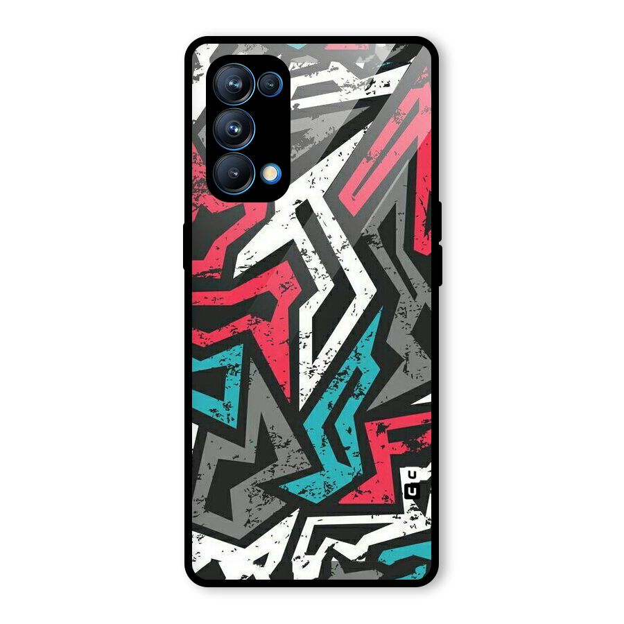Rugged Strike Abstract Glass Back Case for Oppo Reno5 Pro 5G