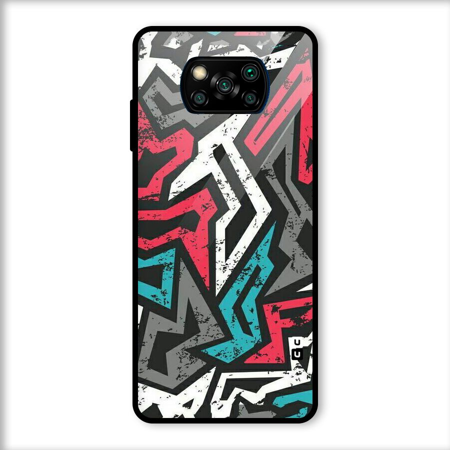 Rugged Strike Abstract Glass Back Case for Poco X3