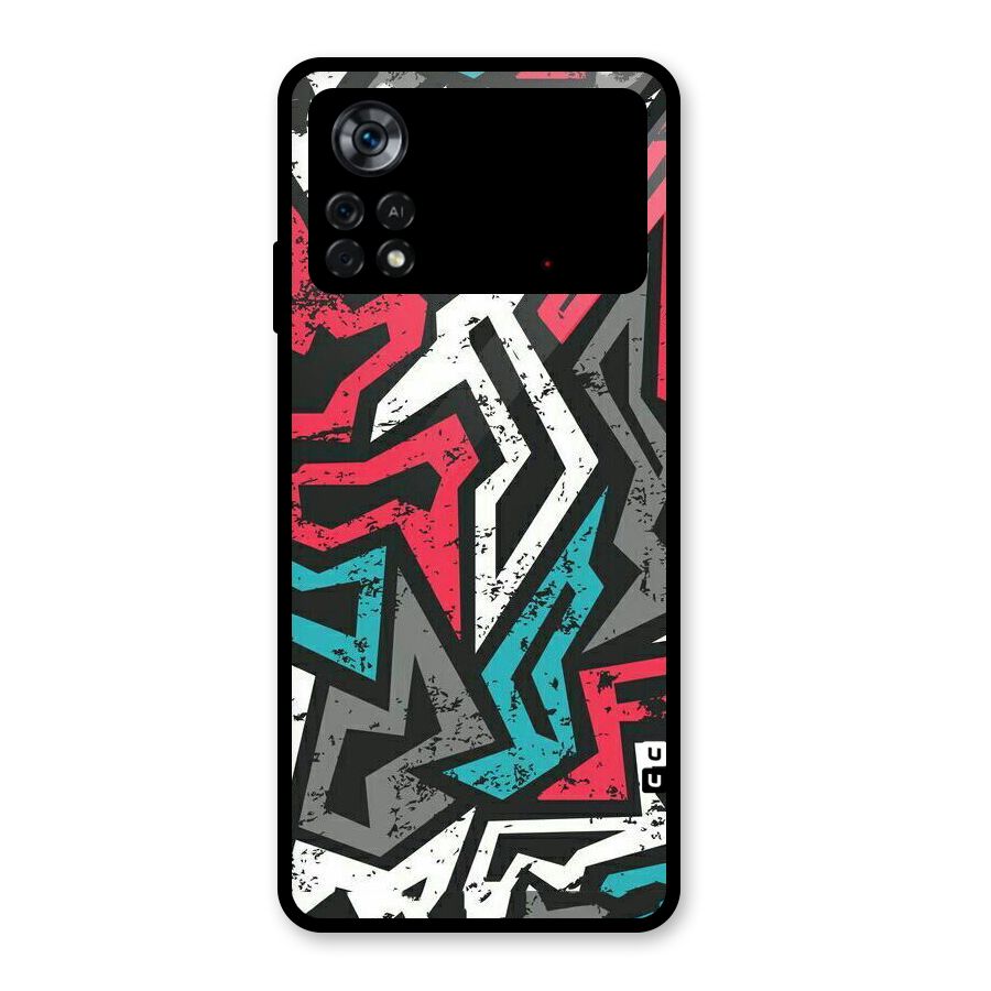 Rugged Strike Abstract Glass Back Case for Poco X4 Pro 5G