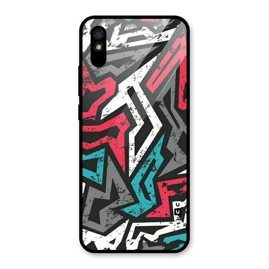 Rugged Strike Abstract Glass Back Case for Redmi 9A